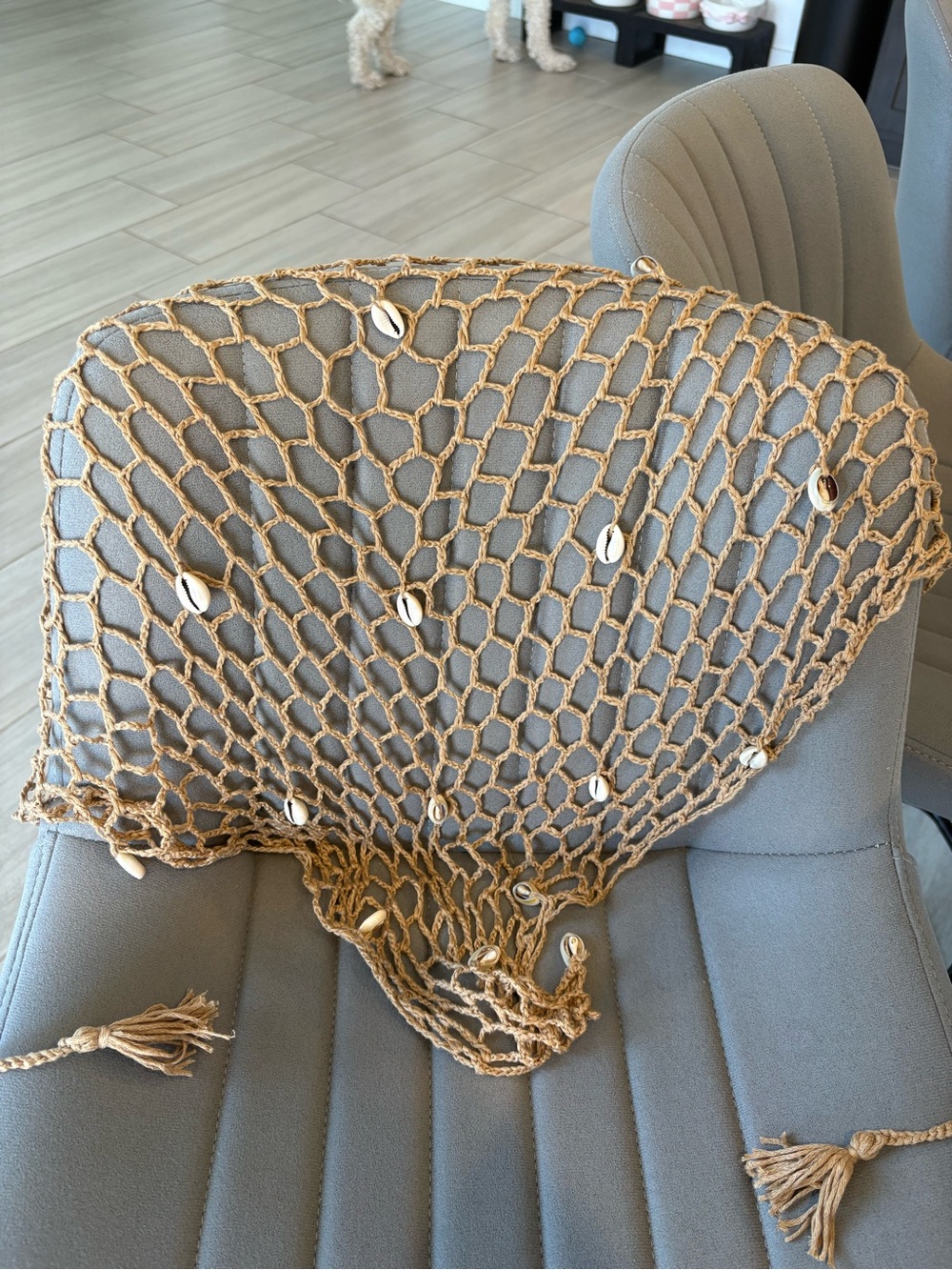 Shell Crochet Beach Wrap in Natural Tan